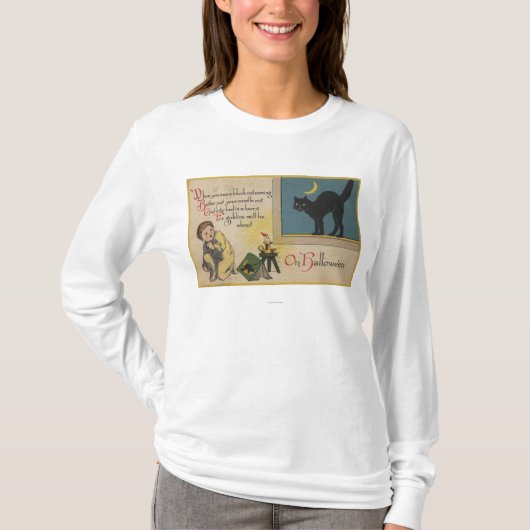 Katze Halloweens GreetingBlack T-Shirt (Vorderseite)