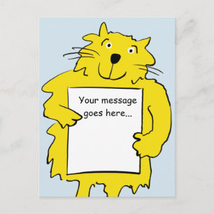 Katze hält Brett, damit du deine eigene Nachricht  Postkarte