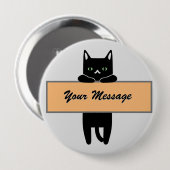 Katze hält ein Schild mit Ihrer Nachricht Button B (Vorne & Hinten)