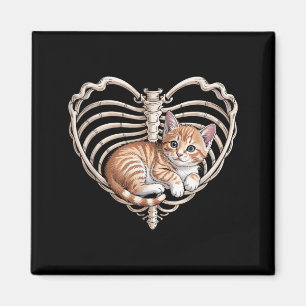 Katze Hängendes Herz Skelett Rippenkäfig Katzenlie Magnet