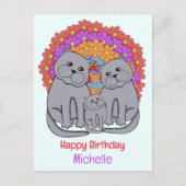 Katze. Happy Birthday Feiertagspostkarte (Vorderseite)
