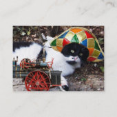 KATZE, HARLEQUIN HAT UND VINTAGE DAMPFLOKOMOTIVE VISITENKARTE (Rückseite)