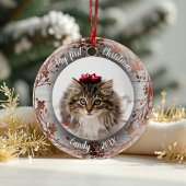 Katze Haustier Erste Weihnachtsfeier Foto Kränze R Keramik Ornament