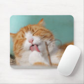 Katze, Haustier, lecken, Tier Mousepad (Mit Mouse)