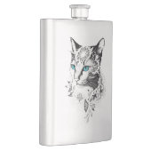 Katze Haustier Natur Illustration Art Tattoo Flachmann (Rechts)