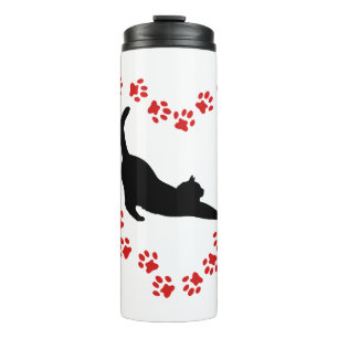 Katze & Herz aus Katzenpfoten Thermosbecher