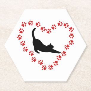 Katze & Herz aus Katzenpfoten Untersetzer