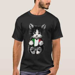 Katze Herz Italien Italienische Flagge Italienisch T-Shirt