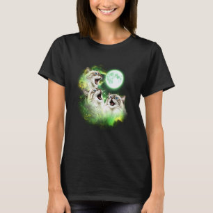 Katze heult den Mond an Grünes Tie Dye 3 Katzen fü T-Shirt