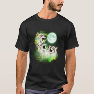 Katze heult den Mond an Grünes Tie Dye 3 Katzen fü T-Shirt
