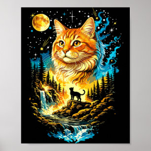 Katze heult zum Mond vintage lustige Katzenliebhab Poster