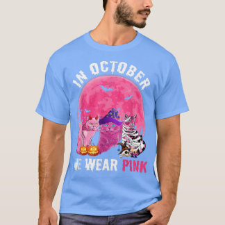 Katze Hexe Halloween im Oktober tragen wir rosa Br T-Shirt