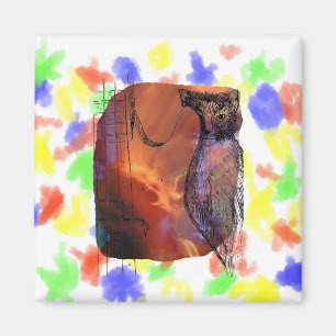 Katze hinter Baß verschmolz Sänger-Bild-Skizze Magnet