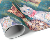 Katze Hochzeit, Ehe, Braut, Louis Wain Geschenkpapier (Rolleneckpunkt)