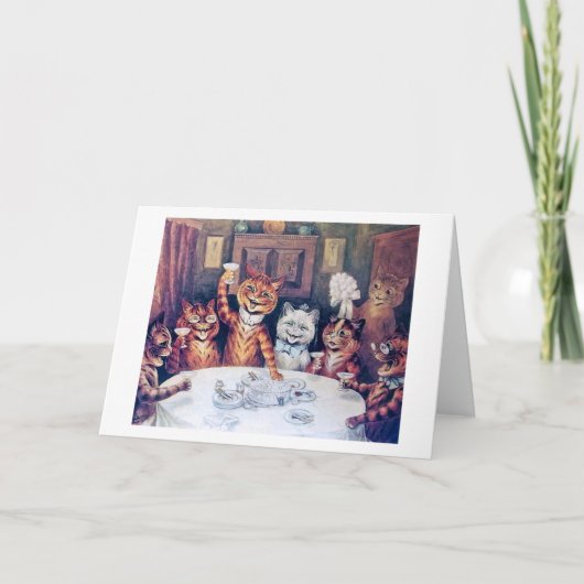 Katze Hochzeit, Ehe, Braut, Louis Wain Karte (Vorderseite)