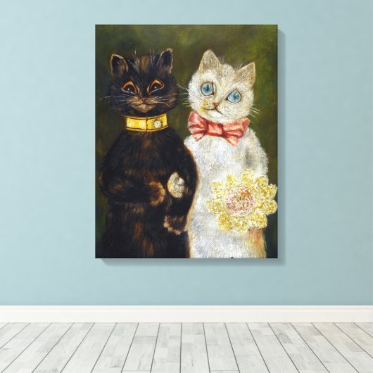 Katze Hochzeit, Ehe, Braut, Louis Wain Leinwanddruck (Insitu (Holzboden))