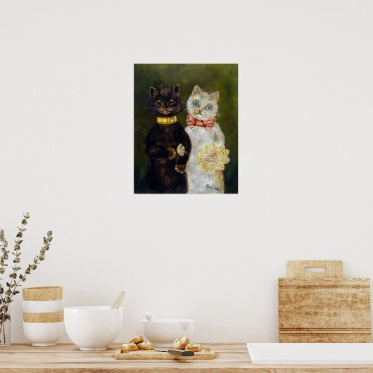 Katze Hochzeit, Ehe, Braut, Louis Wain Poster (Küche)