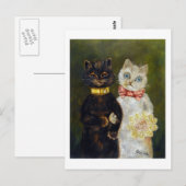 Katze Hochzeit, Ehe, Braut, Louis Wain Postkarte (Vorne/Hinten)