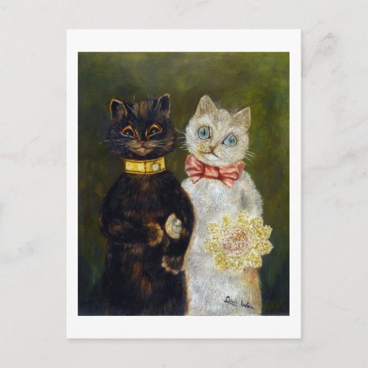 Katze Hochzeit, Ehe, Braut, Louis Wain Postkarte (Vorderseite)