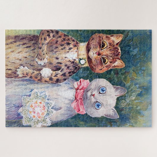 Katze Hochzeit, Ehe, Braut, Louis Wain Puzzle (Horizontal)