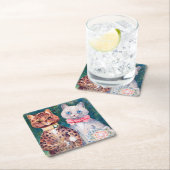 Katze Hochzeit, Ehe, Braut, Louis Wain Rechteckiger Pappuntersetzer (Vor Ort)