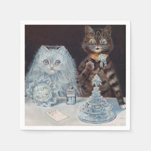 Katze Hochzeit, Ehe, Braut, Louis Wain Serviette
