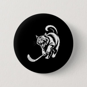 Katze Hockey Spieler Team Hockey Liebhaber Kätzche Button