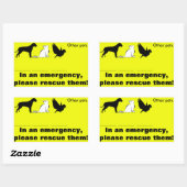 Katze, Hund, "Im Notfall, rette meine Haustiere! Rechteckiger Aufkleber (Blatt)