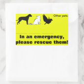 Katze, Hund, "Im Notfall, rette meine Haustiere! Rechteckiger Aufkleber (Tasche)