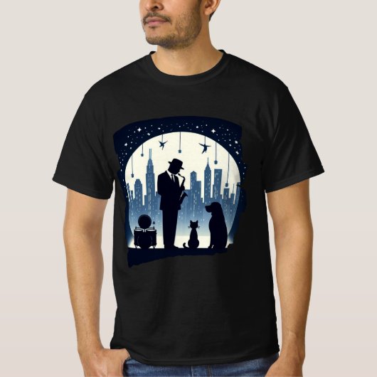 Katze, Hund, Jazz T-Shirt (Vorderseite)