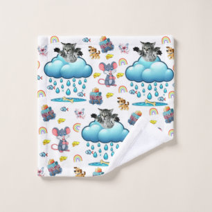 Katze Hund Maus Regenbogen Käse Badezimmer Handtuc Badhandtuch Set