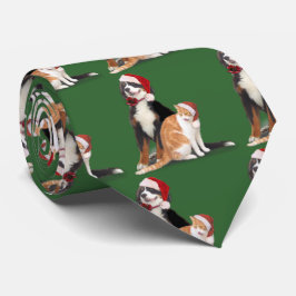 Katze & Hund mit Weihnachtsmannmützen Krawatte
