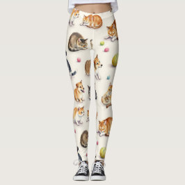 Katze & Hund Nahtloses Muster Leggings