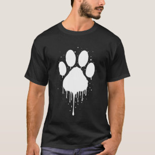 Katze Hund Pfotenabdruck Weiße Spritzlack Kunst T-Shirt