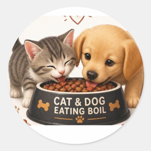 Katze Hund Runder Aufkleber (Vorderseite)