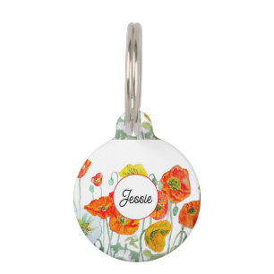 Katze Hund Shabby Blumenmohn Poppies Haustier Name Haustiermarke