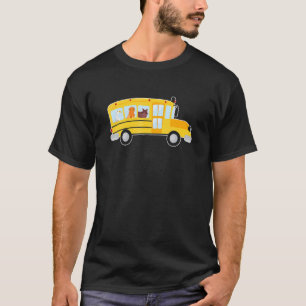 Katze Hund und Ente in einem Schulbus Fahrer Tiere T-Shirt