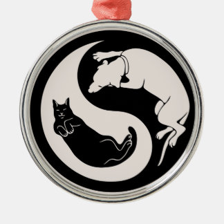 Katze-Hund Yin-Yang Ornament Aus Metall