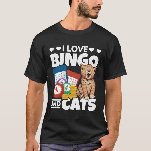 Katze I Liebe Bingo und Katzen Gambling Bingo Play T-Shirt (Vorderseite)