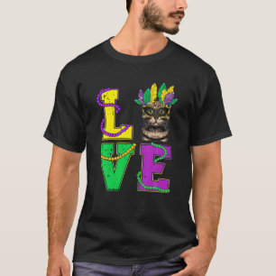 Katze I Liebe Kitten Mardi Gras Männer Frauen Kin T-Shirt