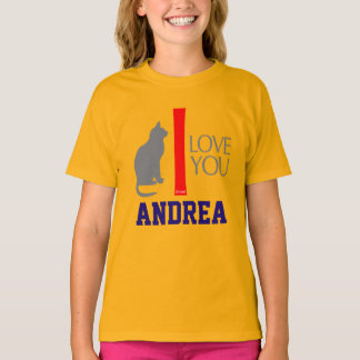 Katze + I Liebe Sie "IHRE NAMENS" Gewohnheit durch T-Shirt