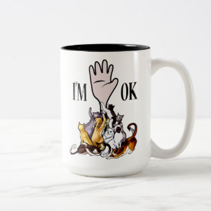 KATZE ICH BIN OK, Funny Cat Geschenk, Crazy Cat La Zweifarbige Tasse