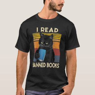 Katze Ich las verbotene Bücher Bücherwürmer Lesebu T-Shirt