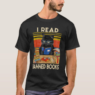 Katze Ich las verbotene Bücher Bücherwürmer Lesebu T-Shirt