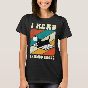 Katze Ich lese Banned Books Bookwürmer lesen Buch T-Shirt