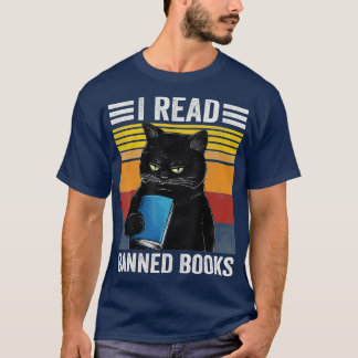 Katze Ich lese Banned Books Funny Bookworms Lesen T-Shirt