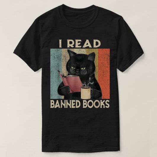 Katze Ich lese Banned Books Funny Bookworms Lesen T-Shirt (Design vorne)
