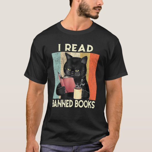 Katze Ich lese Banned Books Weekend Bookworms Lese T-Shirt (Vorderseite)