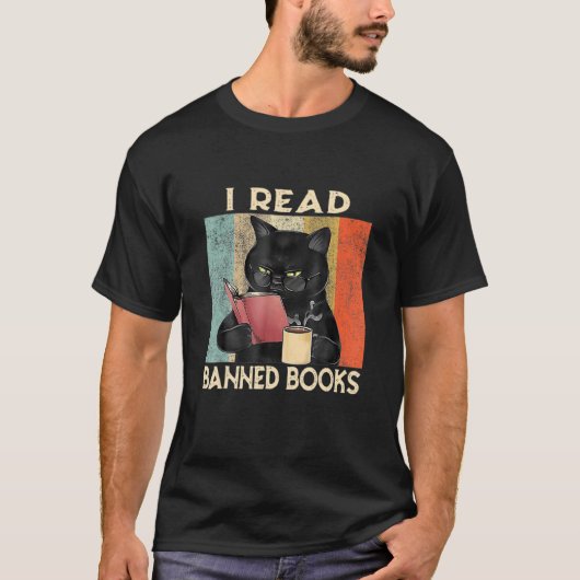 Katze Ich lese verbotene Bücher Bücherwürmer lesen T-Shirt (Vorderseite)