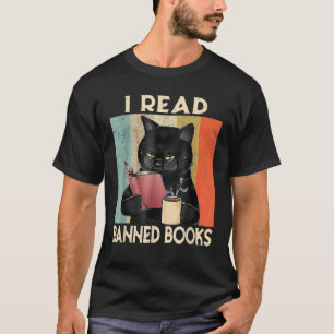 Katze Ich lese verbotene Bücher Lustige Bücherwürm T-Shirt